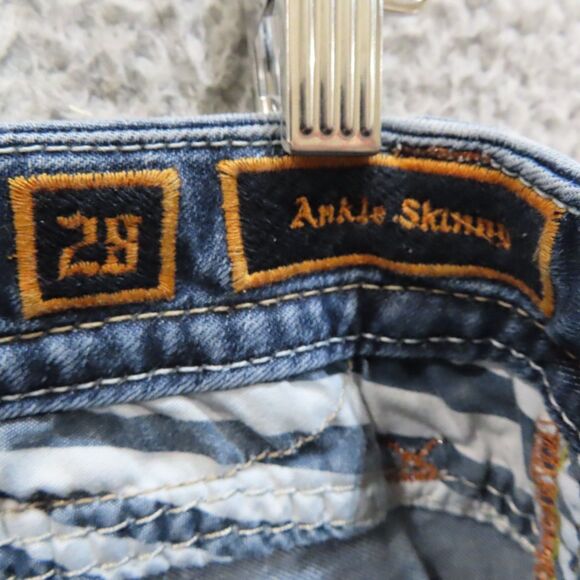 Rock Revival Barby Jeans 28 Blue Embellished Flap Pockets Ankle Skinny Denim - Picture 14 of 16